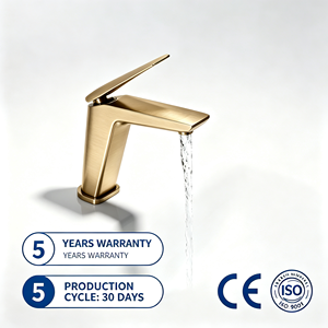 High-Level Luxury Solid Brass Brushed Gold Basin Mixer Tap Single Lever Faucet