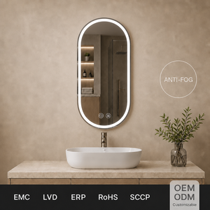 Modern Oval LED Bathroom Mirror Front-lit Touch Switch