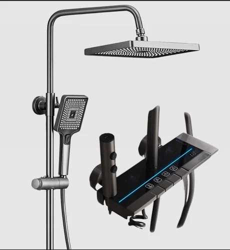 Brass Square Bathroom Shower Set with rainfall head and hand shower