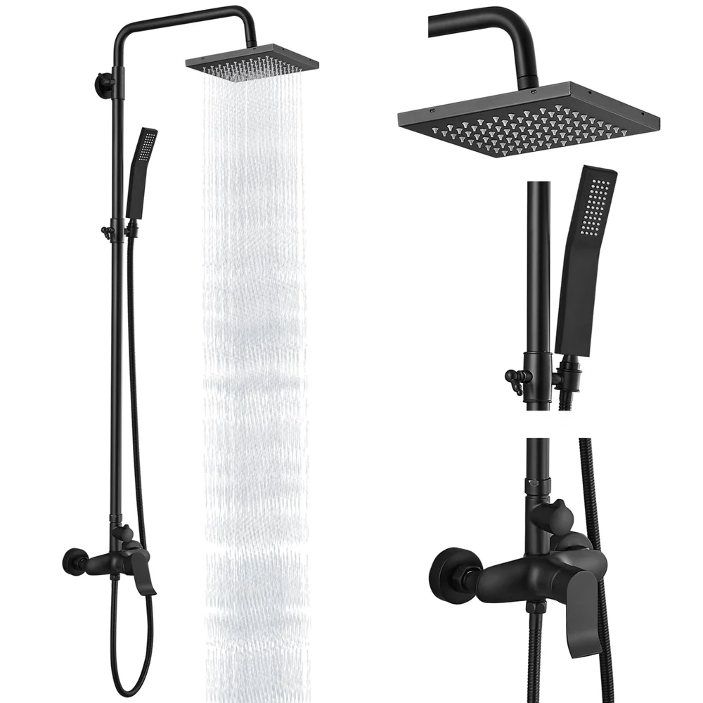 Straight Arm Brass Shower Set detail
