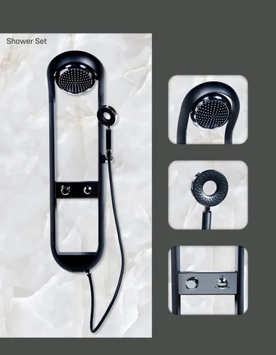 Brass Metal Shower System Metallic Black Finish