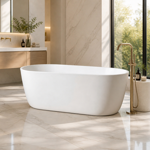 High-End Solid Surface Freestanding Bathtub Seamless Oval Stone Tub