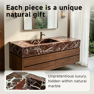 Italian Rosso Levanto Marble Bathroom Vanity