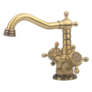 Antique Brass Single-Hole Mount Kitchen Faucet Durable Hot Cold Water Tap