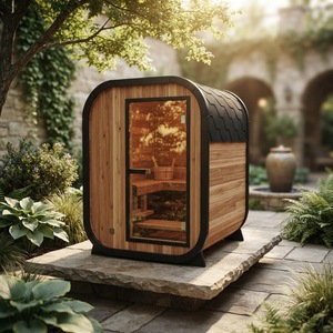1 to 2 Person Steam Sauna Canadian Red Cedar Wood Cabinet