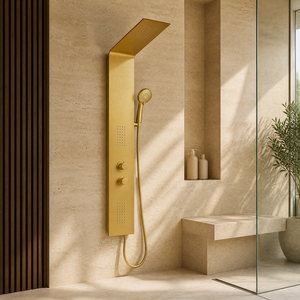Ultra-thin Brushed Gold Shower Panel Stainless Steel Tower