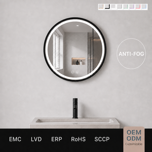 LED Metal Framed Lighted Wall Mirror Touch Dimmable Eco-Friendly