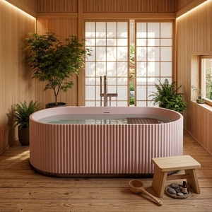 Minimalist Matte Solid Surface Bathtub Freestanding Stone Resin Tub