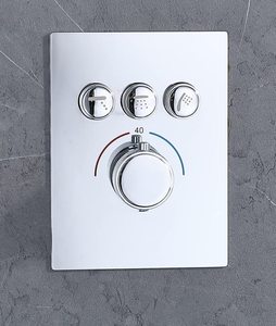 Modern Push-Button 3-Way Thermostatic Shower Diverter Valve Kit