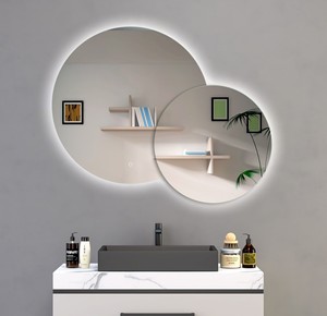 Modern Touch Screen Wall Mounted Anti-fog Frameless Smart Round Irregular Led IP44 Home Illuminated Bathroom Mirror
