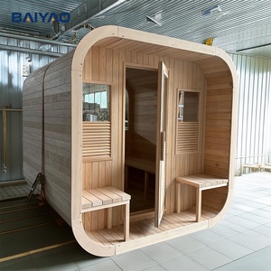 Modern Outdoor Wood Fired Sauna Room Red Cedar 4-8 People and Wood Finnish Sauna Steam Room Portable Outdoor for Home Spa