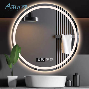 Modern Round LED Mirror Wall Mounted Touch Switch Smart Mirror