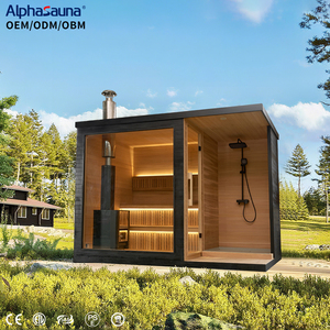 Large Outdoor Commercial Wooden Dry Sauna Combo