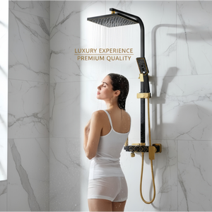 Architectural Black Gold Stainless Steel Shower Set