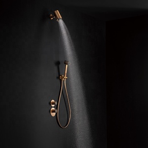 Dual Handle Thermostatic Concealed Shower Set Brushed Gold