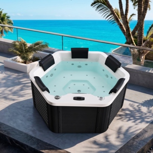 Commercial Outdoor Spa Hot Tub Wood Grain Acrylic Hydromassage